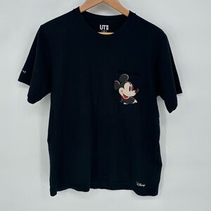 Uniqlo Andy Warhol Black Mickey Mouse Pocket Tee 100% Cotton Size Medium Disney